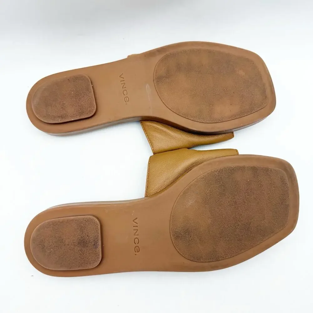 Vince Womens Rhode-B Slide Sandals US 6 M EU 36 Tan Leather EUC